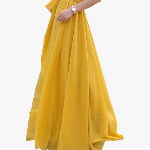 Melansay Chiffon Maxi Skirt Mustard Yellow Size Medium Xtra Long Fall Wedding